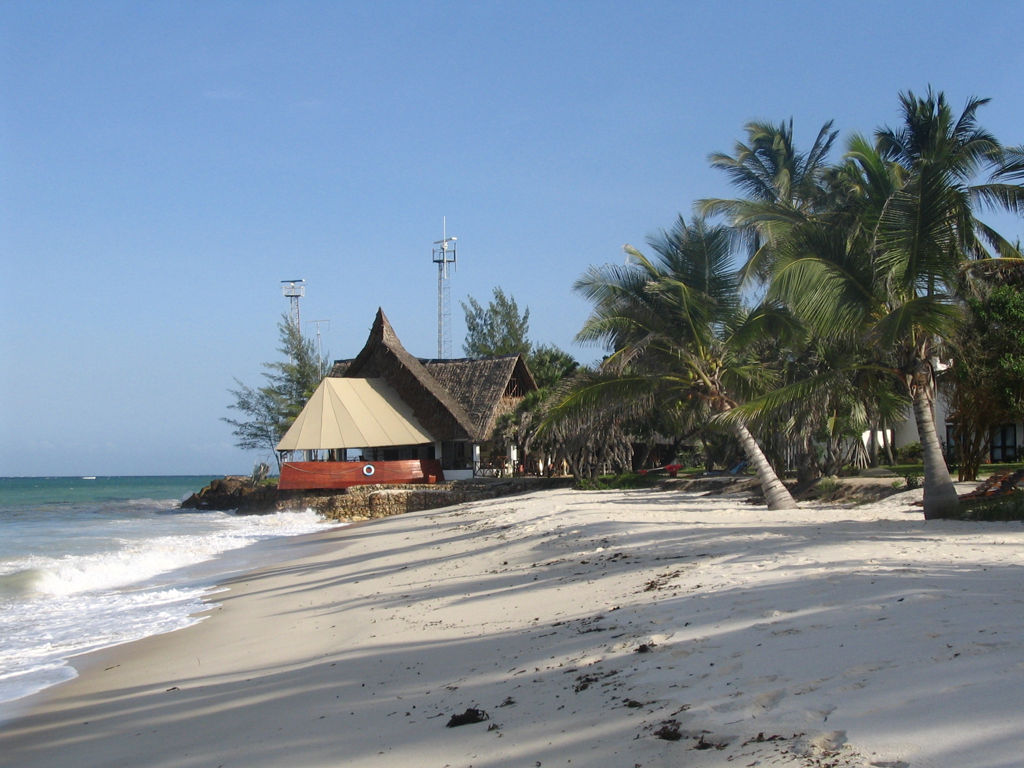 Diani Beach towards the south next to the Indian Ocean Beach Club hotel near Mombasa, Coas — related to beach club roatan cost